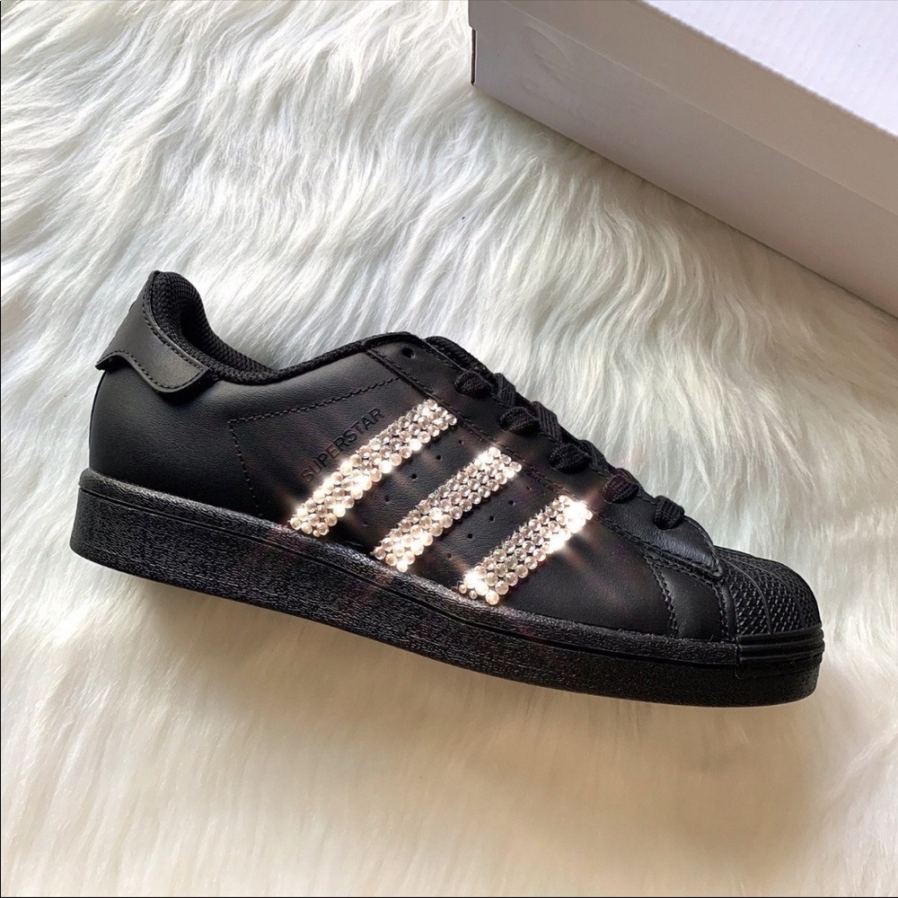 ⚡️Custom Bling Adidas Superstar Shoes (Black)⚡️